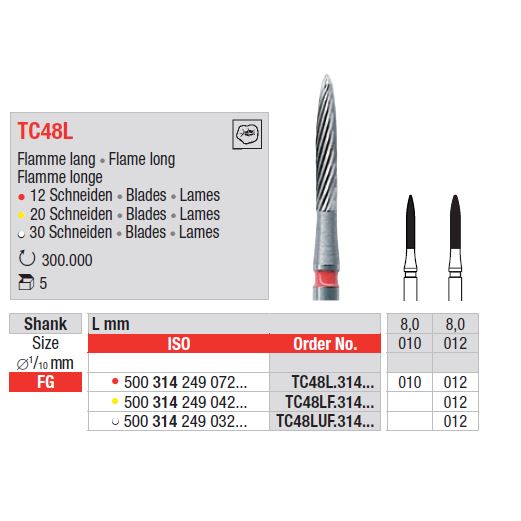 Vrtáček tvrdokovový FG TC48L.010G (5ks/bal)