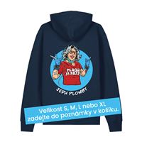 Mikina unisex modrá s potiskem "Jedu plomby" 