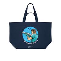 Taška velká modrá s potiskem "Po zuby ozbrojen"